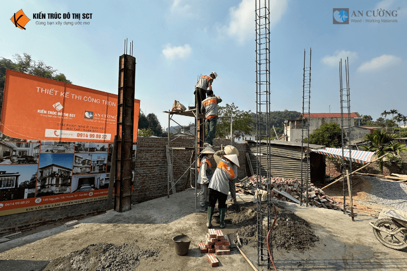 Công trình thực tế đang thi công nhà phố trọn gói Yên Bái