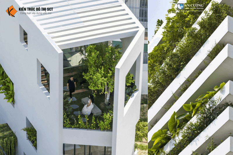 Phối cảnh nhà phố thiết kế mở nhiều cây xanh
