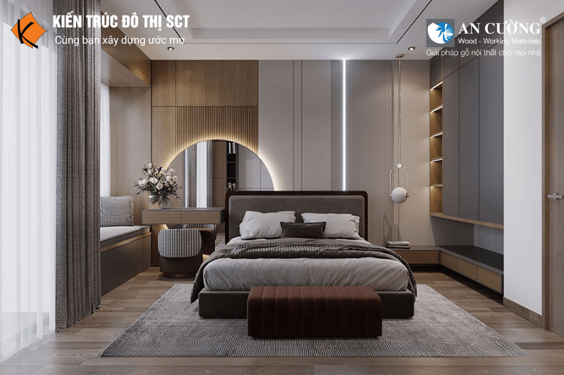 Phòng ngủ được thiết kế và thi công nội thất gỗ An Cường bền, đẹp